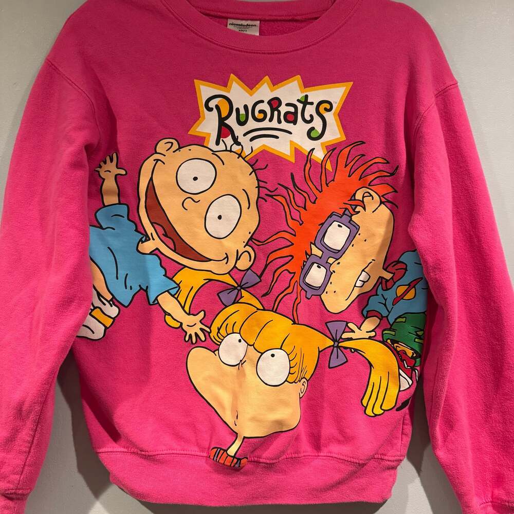 Rugrats Sweater Womens XS Junior Teens Pink Crewneck Sweatshirt Big Graphic